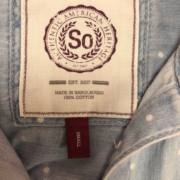 SO sleeveless light denim button-down dress/tunic - Picture 4 of 6